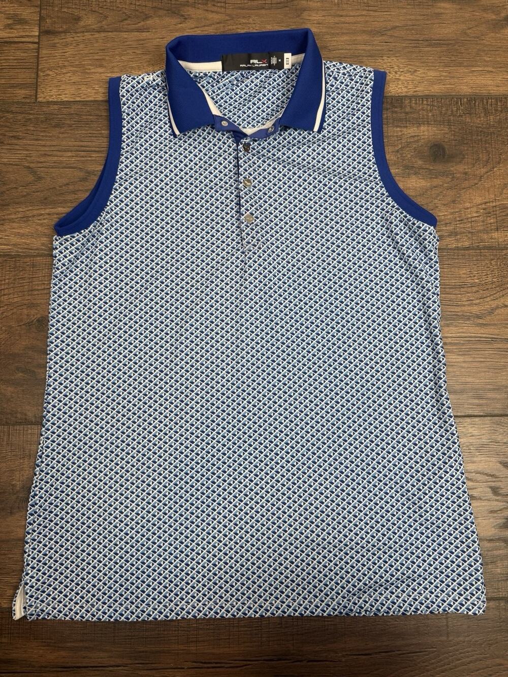 Ralph Lauren RLX Top Womens M Polo Shirt Active Blue Sleeveless Golf Tennis